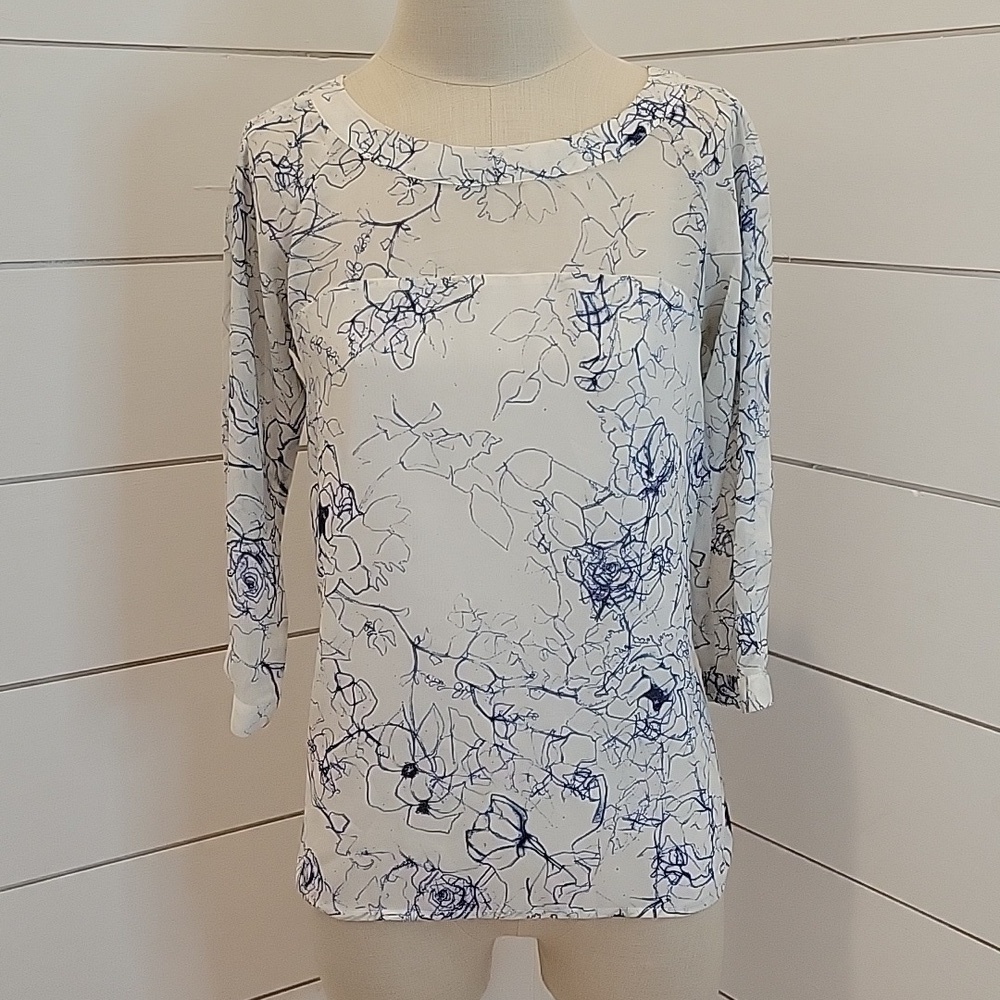 Sam Edelman small blue and white blouse